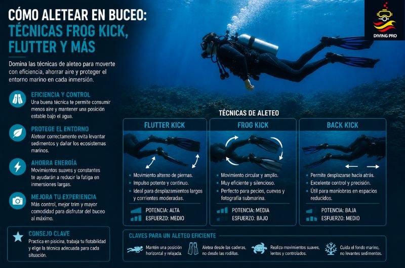 Cómo aletear en buceo