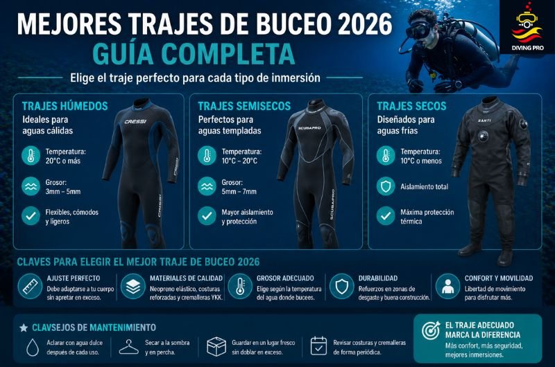 Mejores trajes de buceo 2026: guía completa