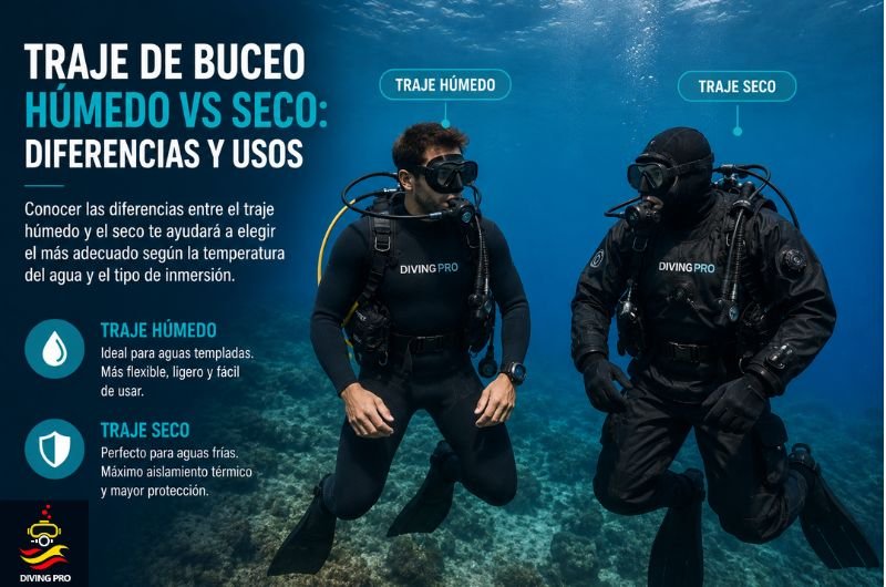 Traje de buceo húmedo vs seco: diferencias y usos