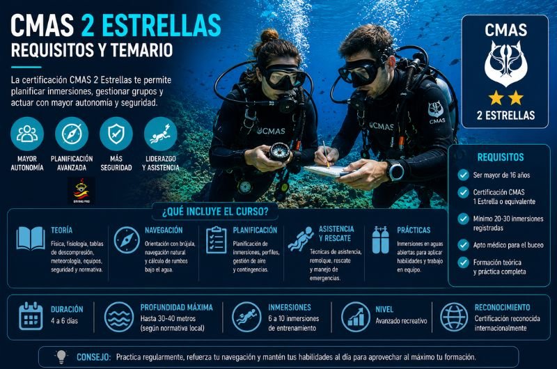 Qué es CMAS 2 Estrellas: requisitos y temario