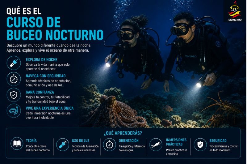 Qué es el curso de buceo nocturno