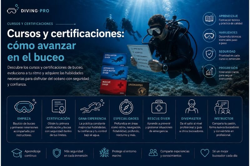 Cursos y certificaciones: cómo avanzar en el buceo Cursos y certificaciones